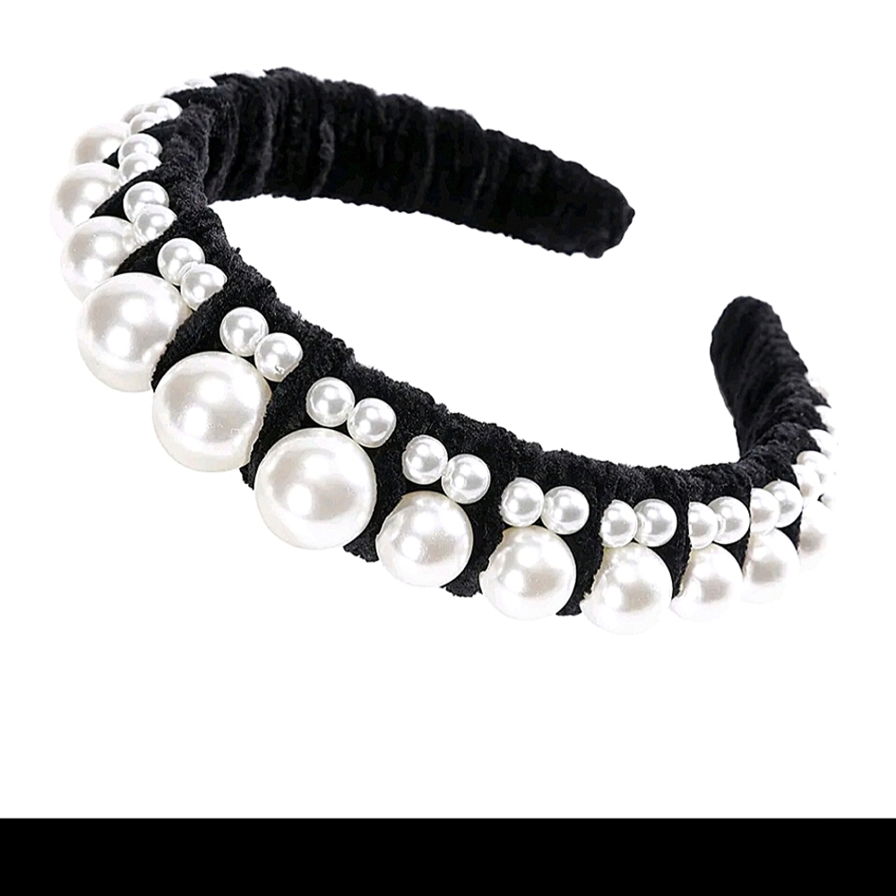 NWT Dual Pearl Velvet Padded Headband - Picture 2 of 5